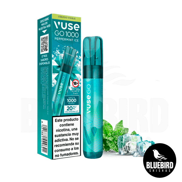 VUSE GO 1000 POD DISPOSABLE - PEPERMINT ICE - 20MG BLUEBIRD SHISHAS VUSE GO 1000 POD DISPOSABLE - PEPERMINT ICE - 20MG BLUEBIRD SHISHAS